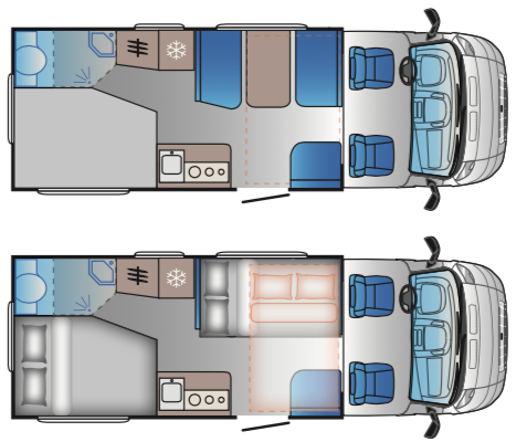 אוטוקרוואן Sun Living S-Series - חלוקה פנימית